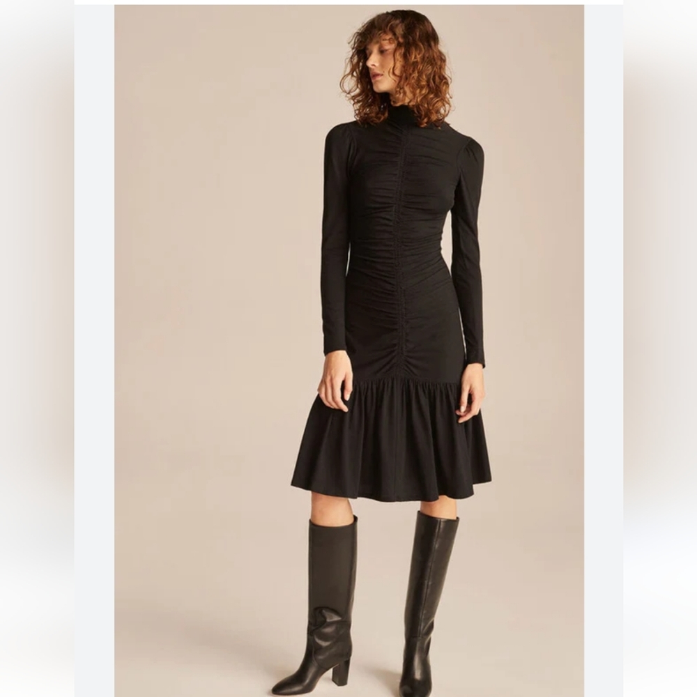Rebecca Taylor Black Long Sleeve Turtleneck Dress